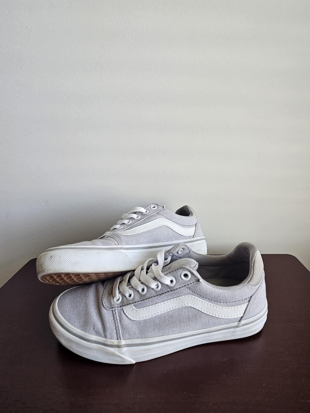 Vans Low-Top Canvas Sneakers in Light Gray and White